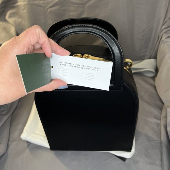 Unique Arch Satchel Crossbody, Black, Vegan Leather, Alkeme Atelier, "Earth" NWT - Picture 10 of 14